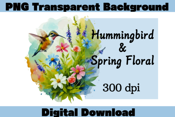 Download Hummingbird &amp; Spring Flowers Watercolor - Spring flowers watercolor Collection