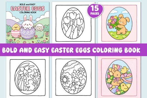 Download BOLD and EASY EASTER EGGS COLORING BOOK - Easter eggs Collection