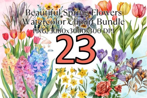 Download Spring Flowers Watercolor Clipart Bundle - Spring flowers watercolor Collection