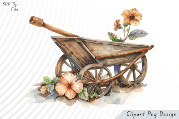 Download Rustic Wheelbarrow with Flowers PNG Clip - Premium Resources