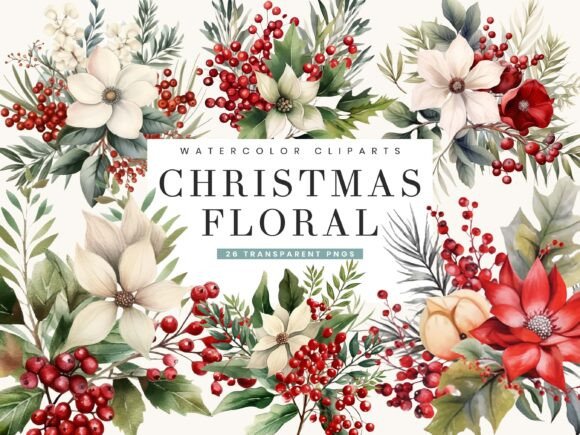 Download Christmas Floral Clipart Bundle - Floral clipart bundle Collection