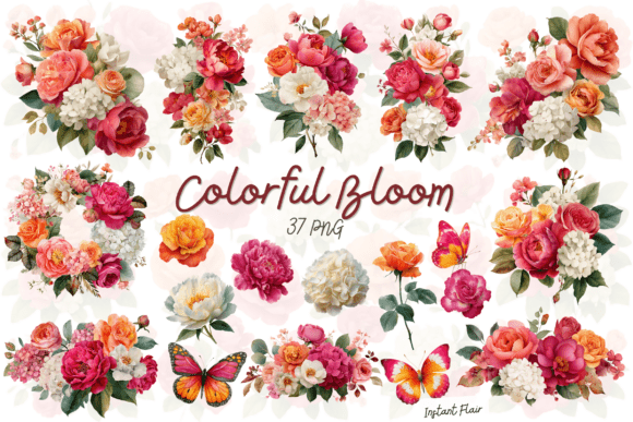 Download Colorful Bloom Floral Clipart Bundle - Floral clipart bundle Collection