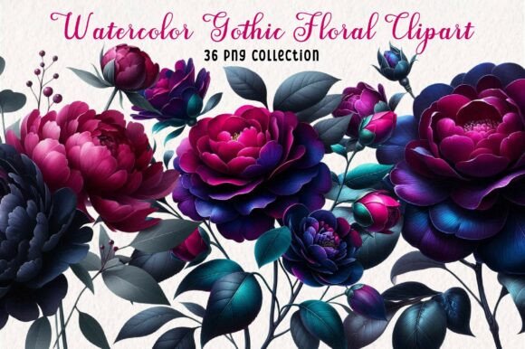 Download Gothic Watercolor Floral Clipart Bundle - Floral clipart bundle Collection