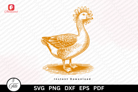 Download Cottagecore Floral Animal Goose SVG PNG - Premium Resources